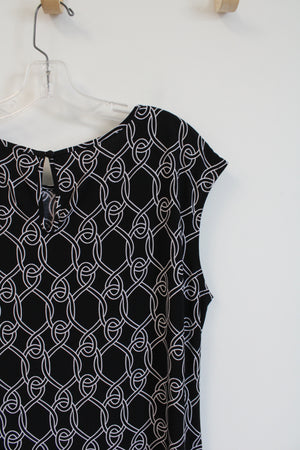 Lark & Ro Black & White Woven Chain Link Patterned Dress | XL