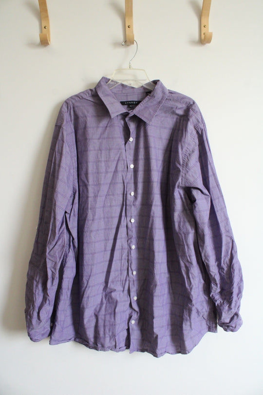 Synrgy Purple Windowpane Button Down Shirt | 2XL Tall