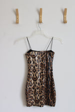 Square Neck Lace Back Leopard Sequin Mini Dress | XS