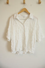NEW Nordstrom Rack White Textured Button Down Blouse | S