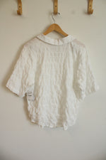 NEW Nordstrom Rack White Textured Button Down Blouse | S