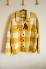 NEW Woolrich Mustard White Buffalo Check Button Down Shacket | XXL