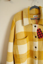 NEW Woolrich Mustard White Buffalo Check Button Down Shacket | XXL