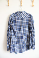 Duluth Trading Co. Blue & White Plaid Flannel Shirt | 2XL