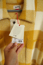 NEW Woolrich Mustard White Buffalo Check Button Down Shacket | XXL