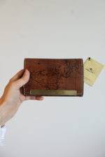 NEW Patricia Nash Riot Rust Leather Map Print Wallet