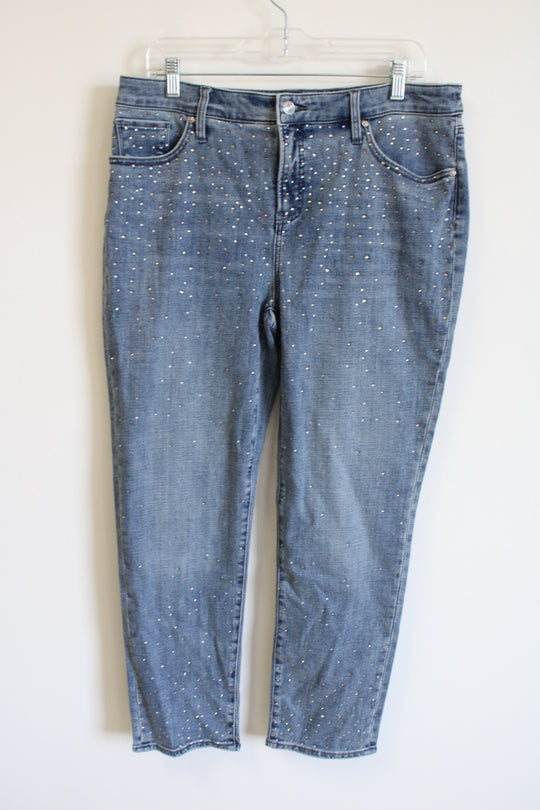 Chico's So Slimming Girlfriend Slum Leg Ankle Studded Jeans | 2 (12)