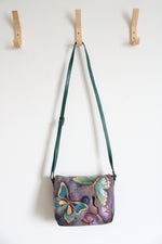 Anna By Anuschka Purple Butterfly Leather Crossbody Bag
