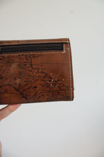 NEW Patricia Nash Riot Rust Leather Map Print Wallet
