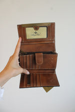 NEW Patricia Nash Riot Rust Leather Map Print Wallet