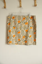 NEW LOFT Orange Floral Skirt | 14