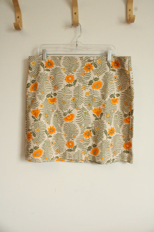 NEW LOFT Orange Floral Skirt | 14