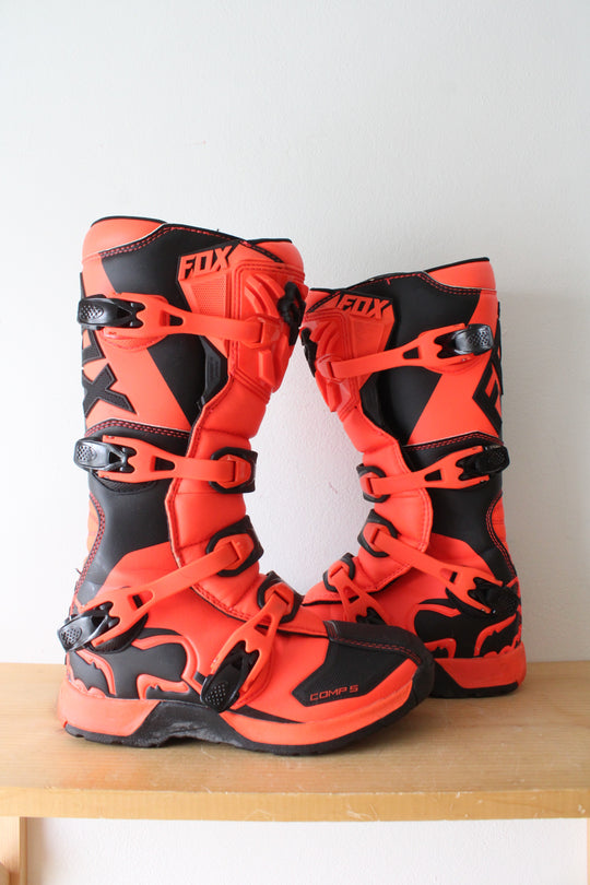Fox Racing Neon Orange & Black Motocross Boots | Youth 8