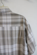 Haggar Clothing Tan Plaid Button Down Shirt | XXL