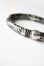 Rosato Zebra Striped Black & White Magnetic Clasp Enamel Bangle Bracelet