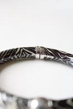 Rosato Zebra Striped Black & White Magnetic Clasp Enamel Bangle Bracelet