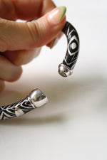 Rosato Zebra Striped Black & White Magnetic Clasp Enamel Bangle Bracelet