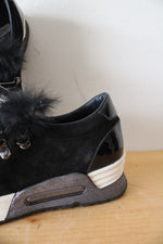 Joyks Black Fur & Metallic Shoes | Size 36