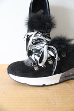 Joyks Black Fur & Metallic Shoes | Size 36