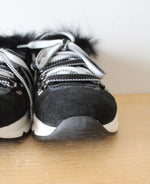 Joyks Black Fur & Metallic Shoes | Size 36