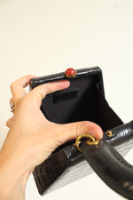 Staud Black Alligator Handle Bag