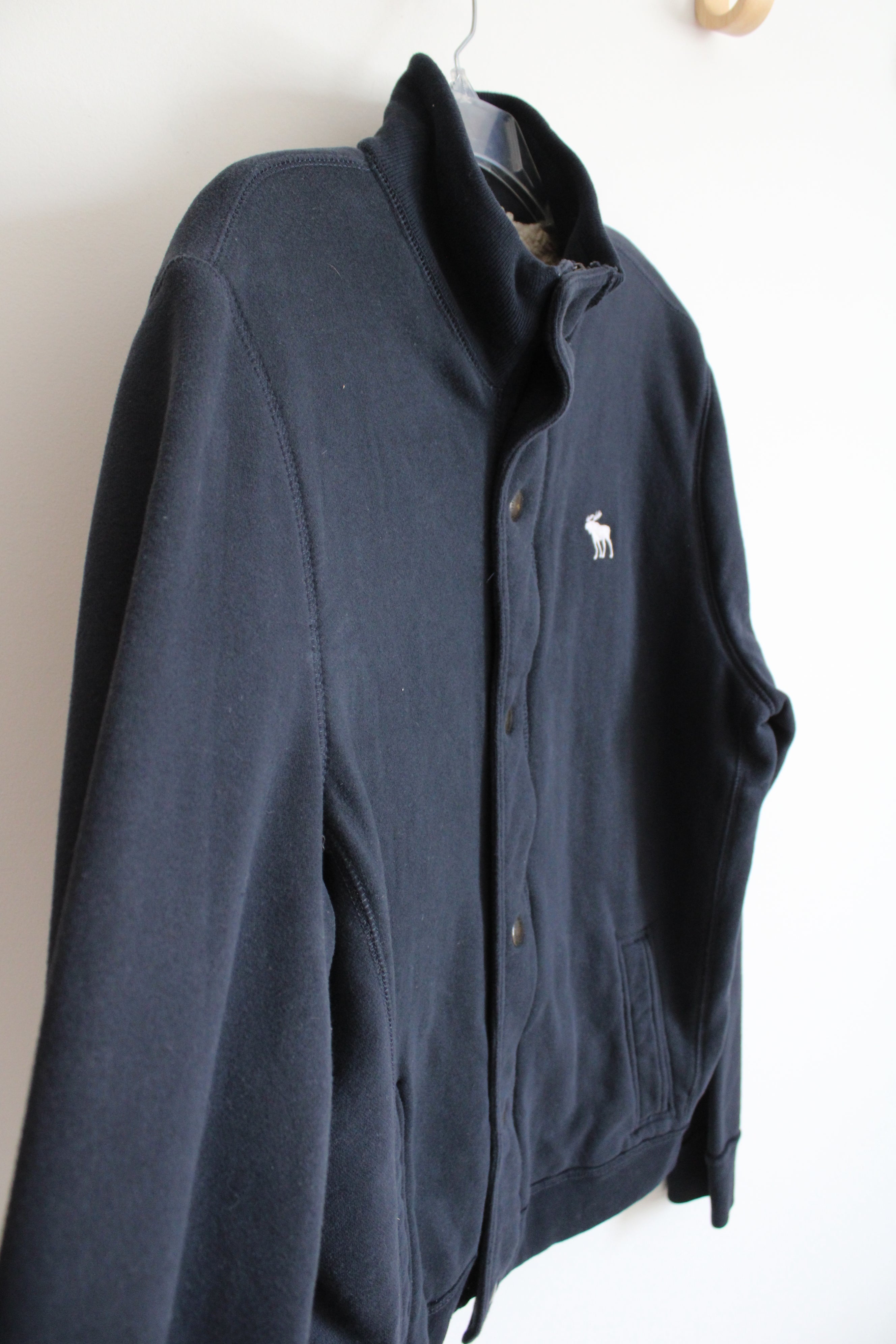 Abercrombie & Fitch Black Sherpa Lined Button Down Jacket | XL