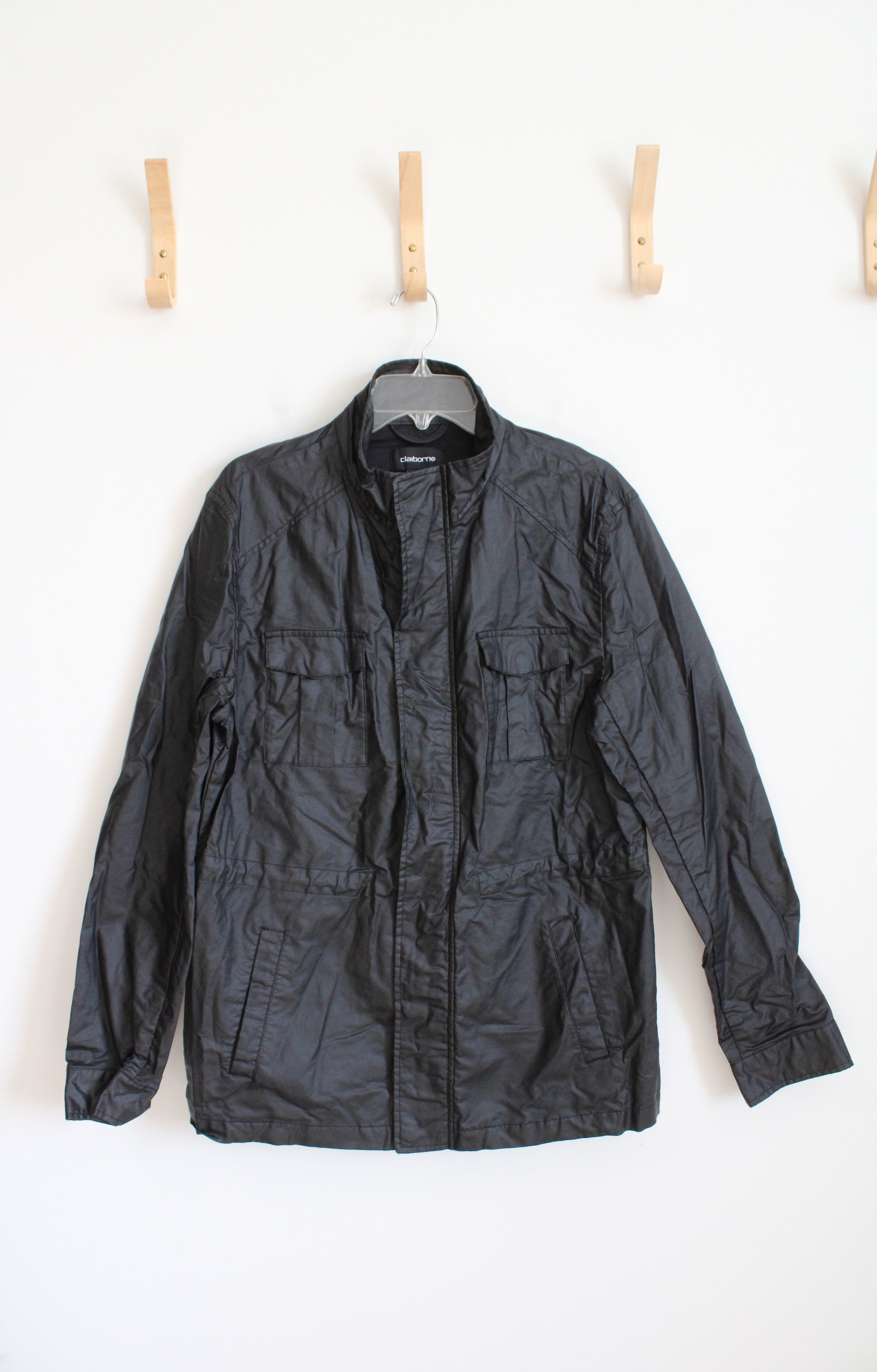 Claiborne Black Linen Blend Lightweight Jacket | M
