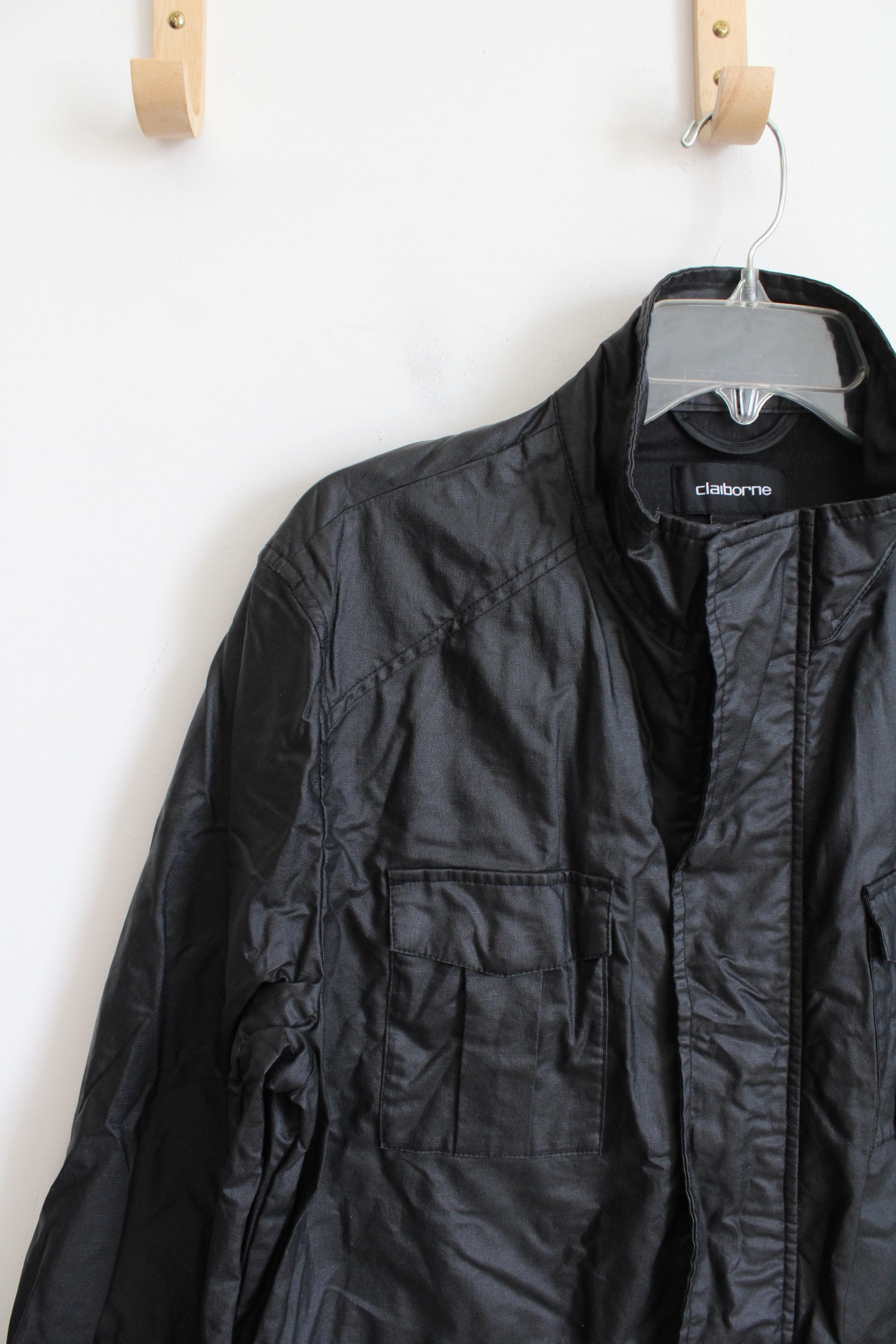 Claiborne Black Linen Blend Lightweight Jacket | M