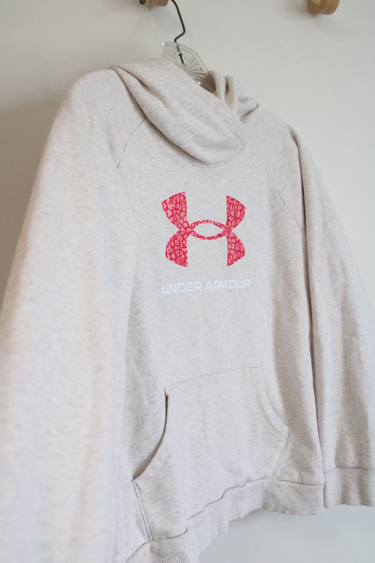 Under Armour Cream Pink Logo Hoodie | Youth XL (18/20)