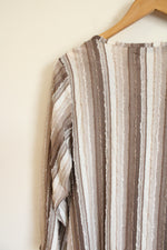 NEW Preswick & Moore Taupe Stripe Embroidered Blouse | L