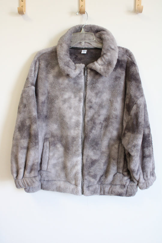 Old Navy Gray Sherpa Zip Up Jacket | S