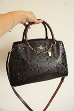 Coach Small Margot Embossed Signature Patent Leather Carryall Purse