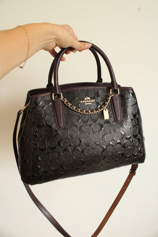 Coach Small Margot Embossed Signature Patent Leather Carryall Purse