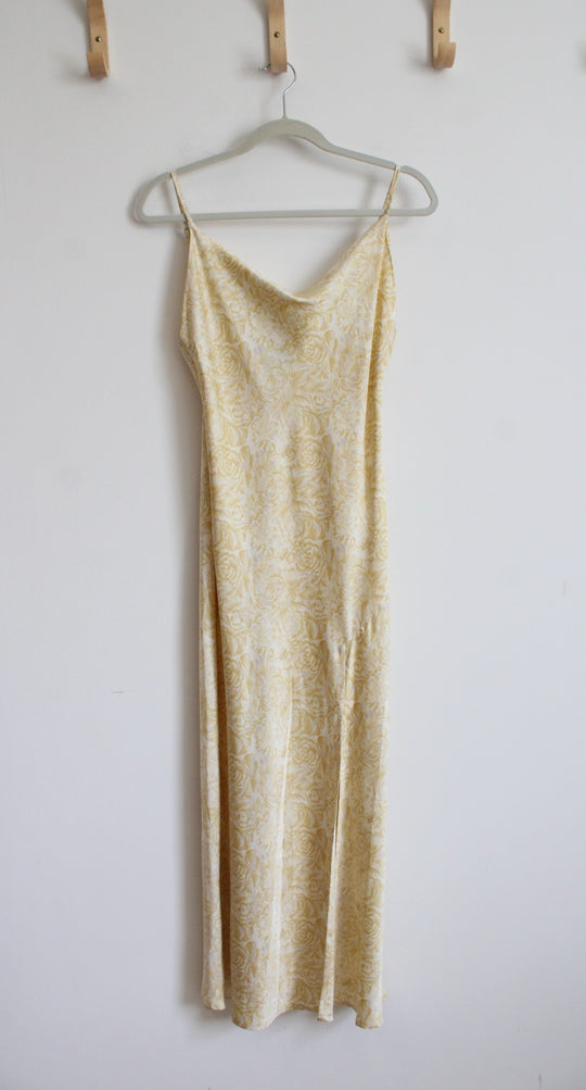 Paper Hearts Yellow Floral Satin Slip Dress | S