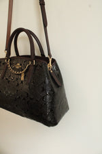 Coach Small Margot Embossed Signature Patent Leather Carryall Purse