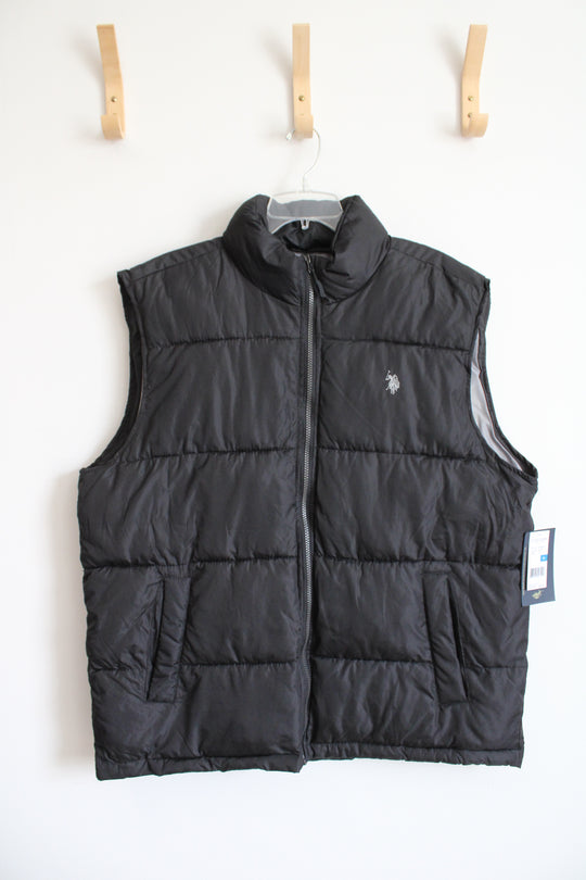 NEW U.S. Polo Assn. Black Puffer Vest | XL
