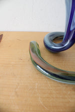 Vintage Murano Hand Blown Blue & Green Spiral Art Vase