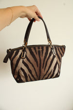 Coach Madison Small Kelsey Green Zebra Print Satchel