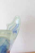 Vintage Murano Hand Blown Blue & Green Spiral Art Vase