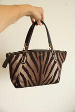Coach Madison Small Kelsey Green Zebra Print Satchel