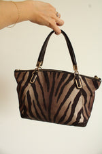 Coach Madison Small Kelsey Green Zebra Print Satchel