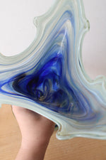 Vintage Murano Hand Blown Blue & Green Spiral Art Vase