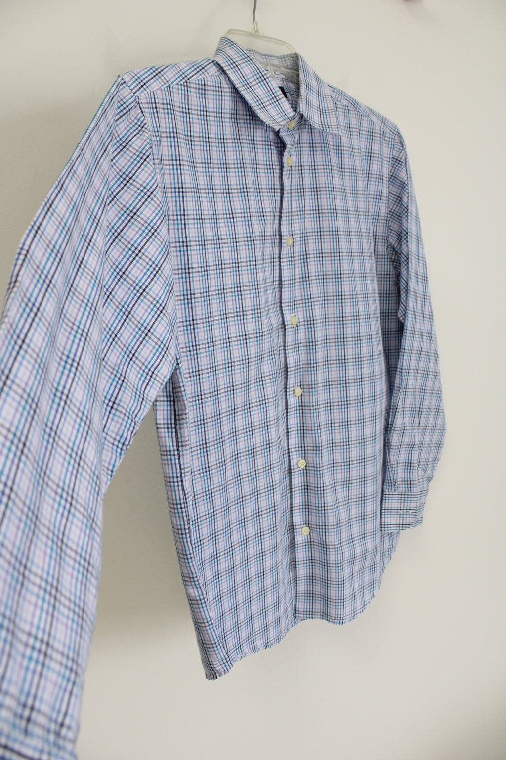Chaps Blue Plaid Button Down Shirt | Youth L (14/16)
