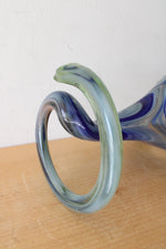 Vintage Murano Hand Blown Blue & Green Spiral Art Vase