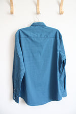 NEW St. John's Bay Classic Fit Blue Plaid Button Down Shirt | L