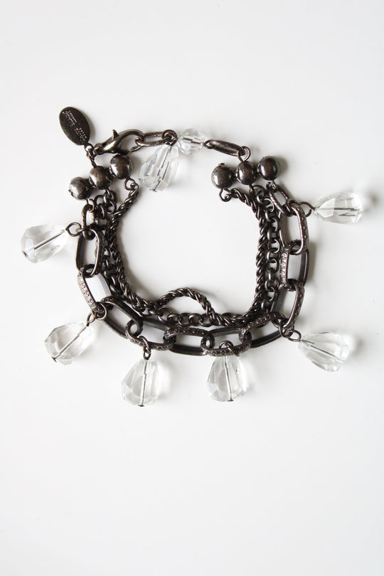 White House Black Market Clear Stone Charm Multi Chain Bracelet