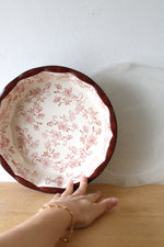 Temp-tations By Tara Ceramic Painted Red Floral Lace 9" Serving Dish