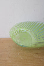 Vintage Hand Blown Blue & Green Stripe Oval Vase