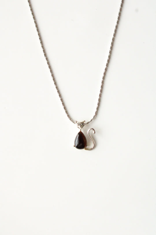 Tiger's Eye Cat Pendant Necklace