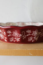 Temp-tations By Tara Ceramic Painted Red Floral Lace 9" Serving Dish